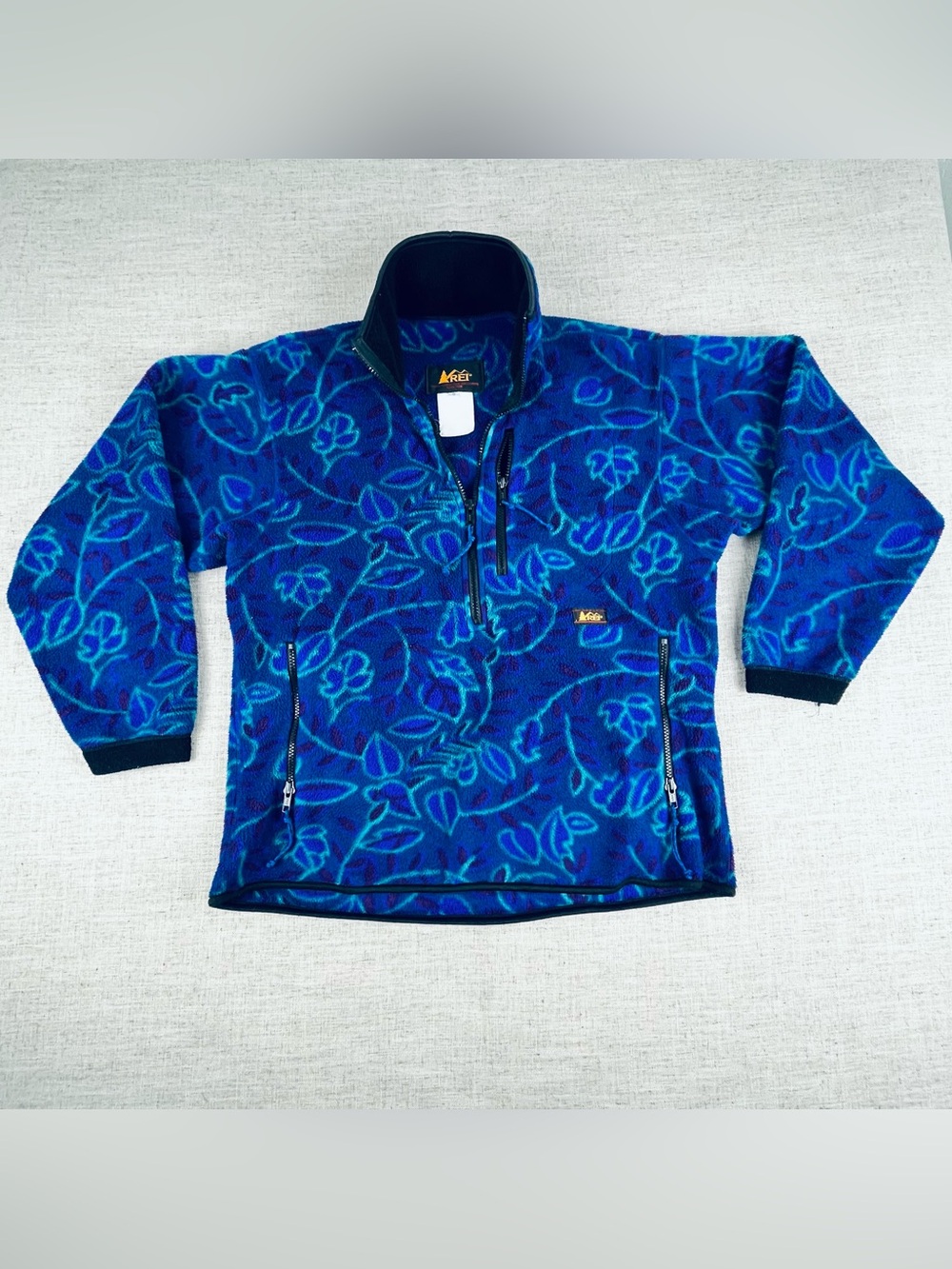 Vintage Rei Fleece 1/2 Zip Blue Purple Teal S Pullover Thick Outdoor Hiking 90s